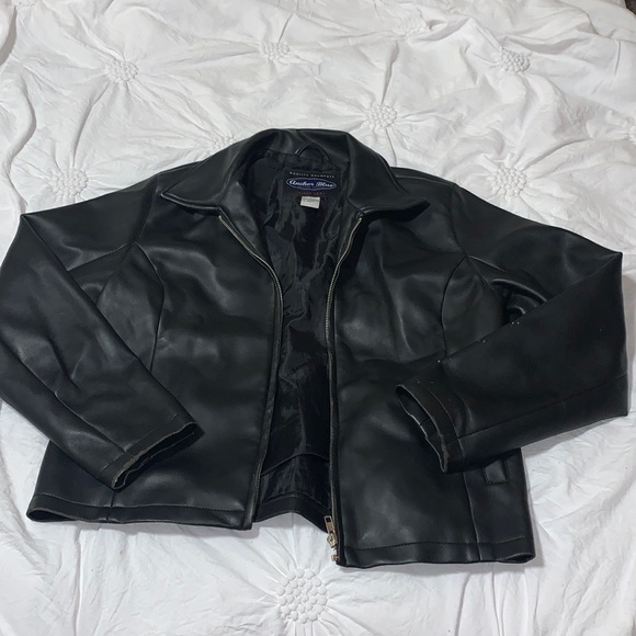 Y2k Anchor Blue Leather Jacket 